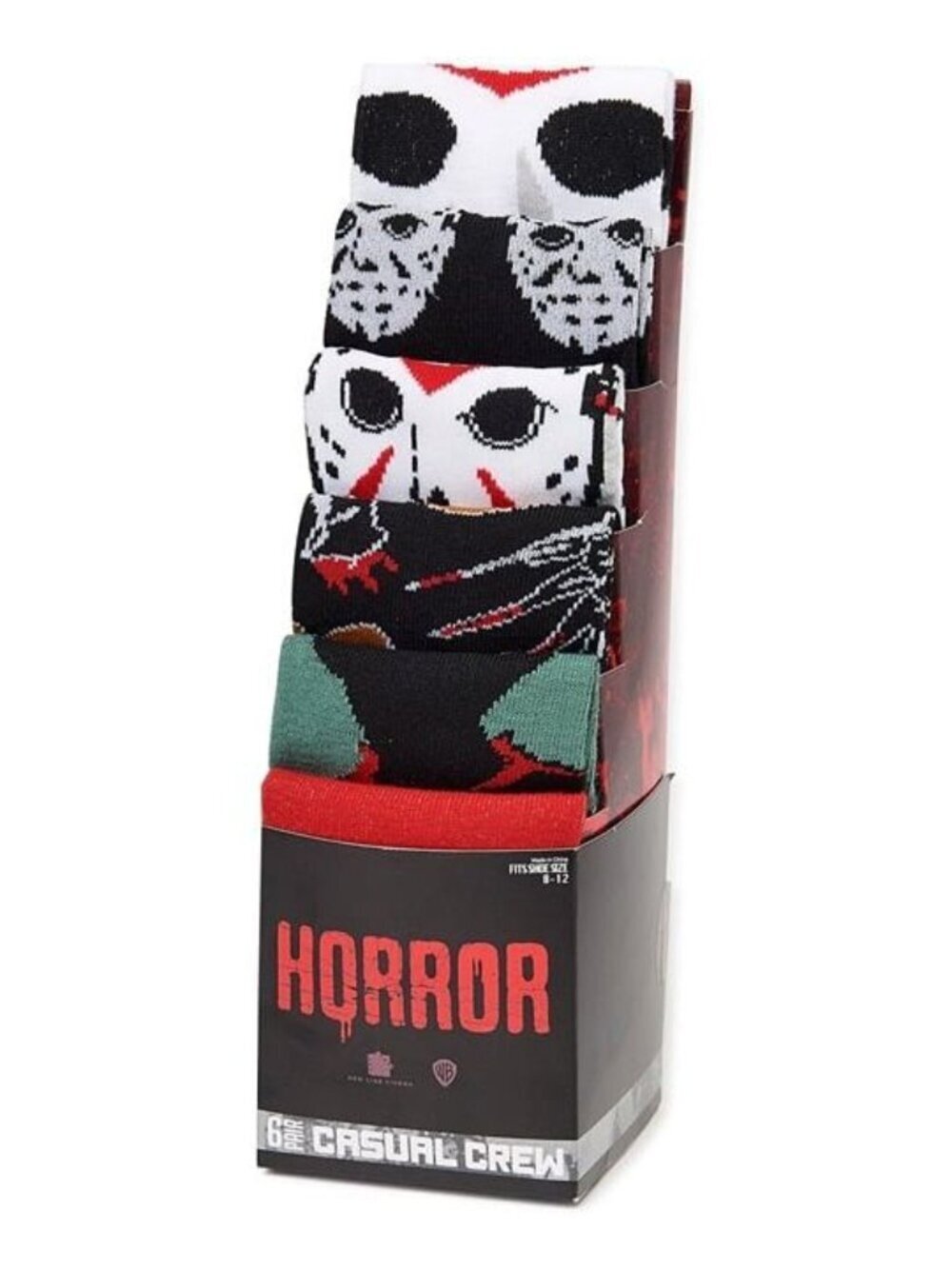 Freddy vs. Jason Men’s Socks 6-Pack – Horror Movie Crew Socks – NEW